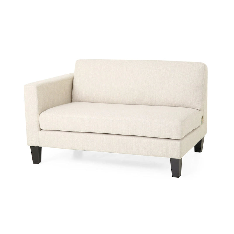 Divano a 3 posti moderno beige 101 con gambe in legno e due cuscini per soggiorno