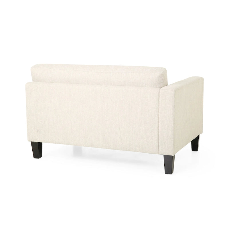 Divano a 3 posti moderno beige 101 con gambe in legno e due cuscini per soggiorno