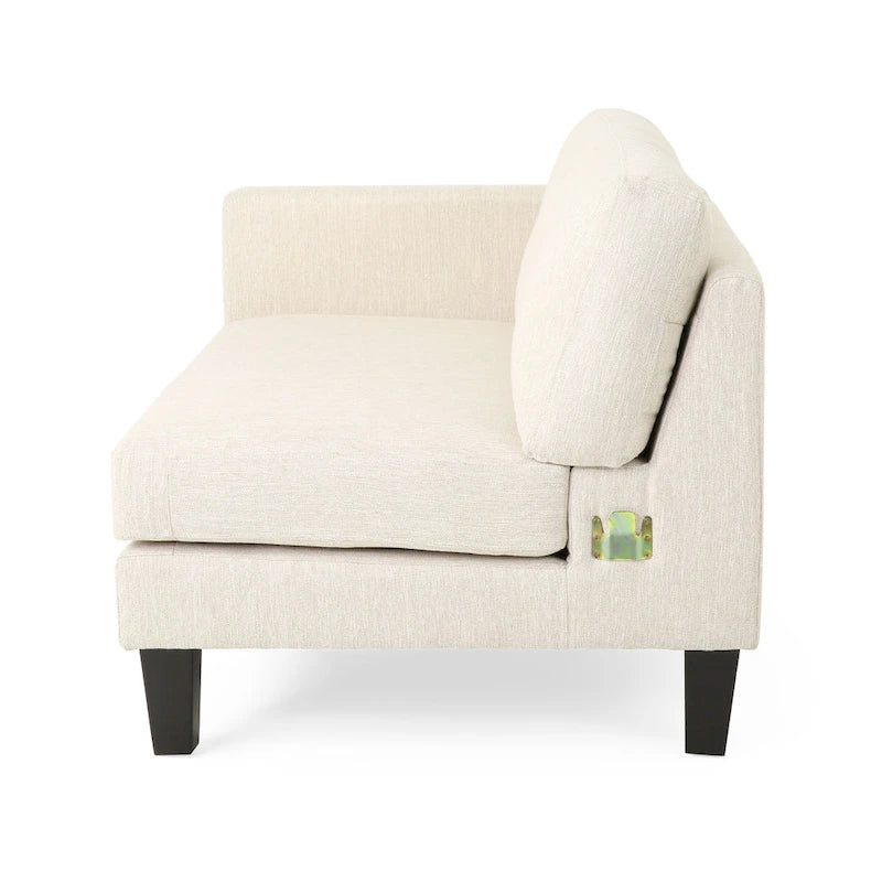 Divano a 3 posti moderno beige 101 con gambe in legno e due cuscini per soggiorno