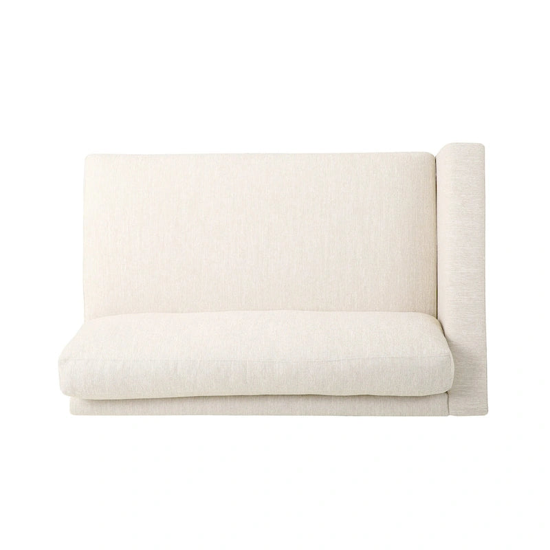 Divano a 3 posti moderno beige 101 con gambe in legno e due cuscini per soggiorno