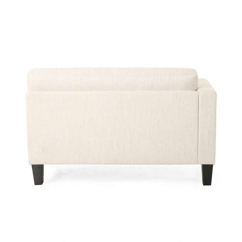 Divano a 3 posti moderno beige 101 con gambe in legno e due cuscini per soggiorno