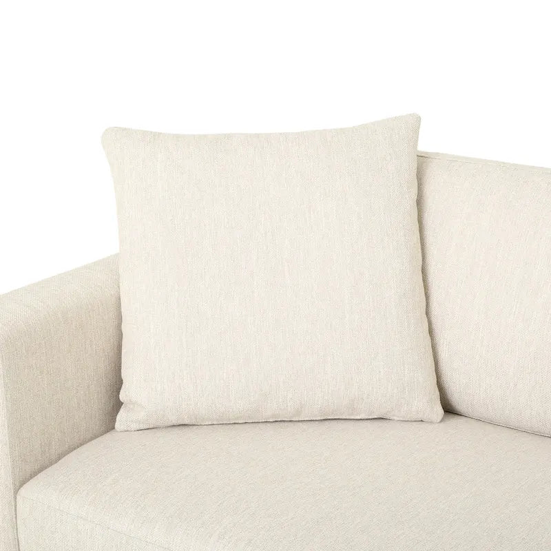 Divano a 3 posti moderno beige 101 con gambe in legno e due cuscini per soggiorno