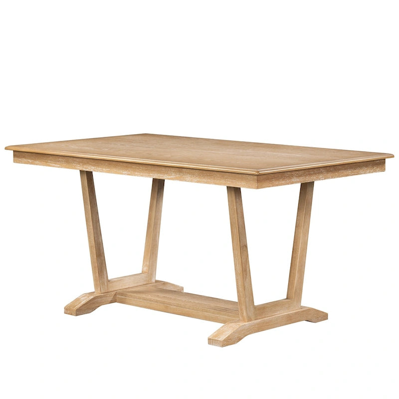 Set da pranzo di 5 pezzi in legno con tavolo rettangolare da 59 pollici e 4 sedie