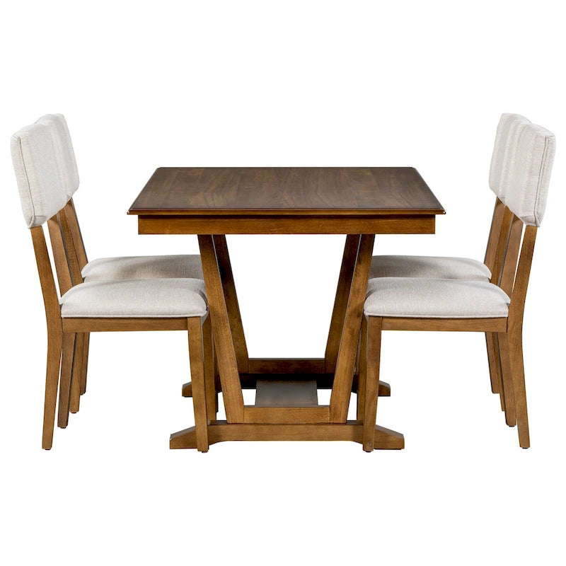 Set da pranzo di 5 pezzi in legno con tavolo rettangolare da 59 pollici e 4 sedie