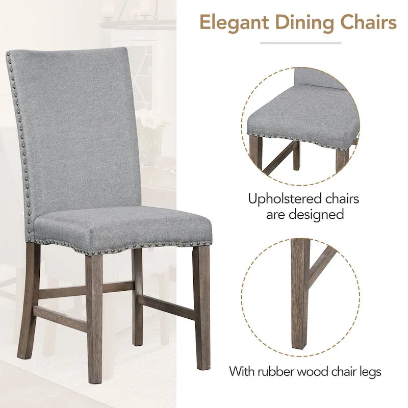 Set da pranzo in legno di 7 pezzi con tavolo allungabile e 6 sedie