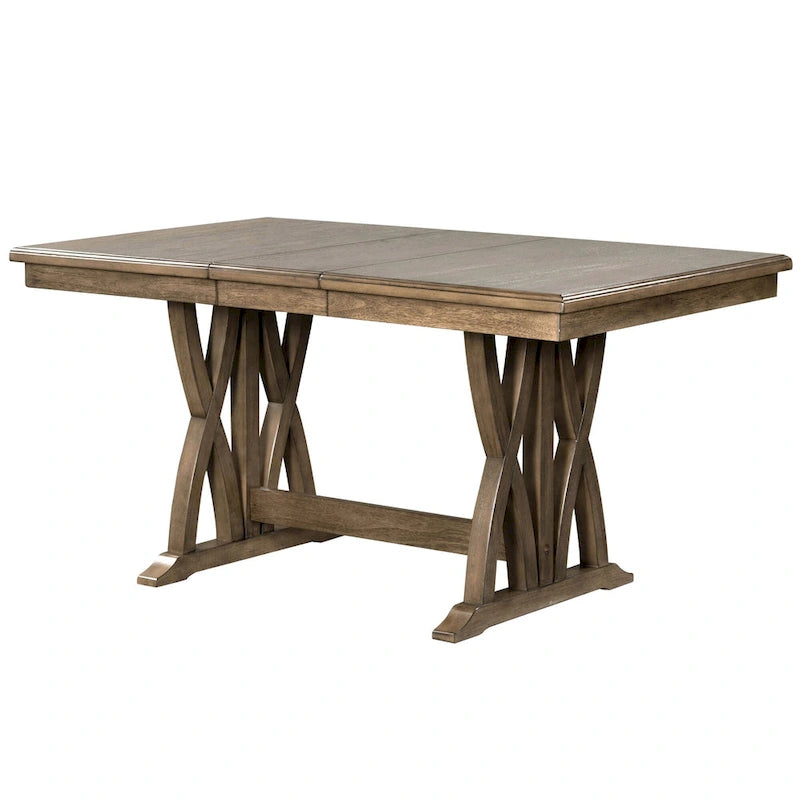 Set da pranzo in legno di 7 pezzi con tavolo allungabile e 6 sedie
