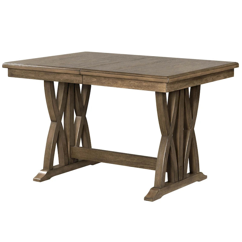 Set da pranzo in legno di 7 pezzi con tavolo allungabile e 6 sedie