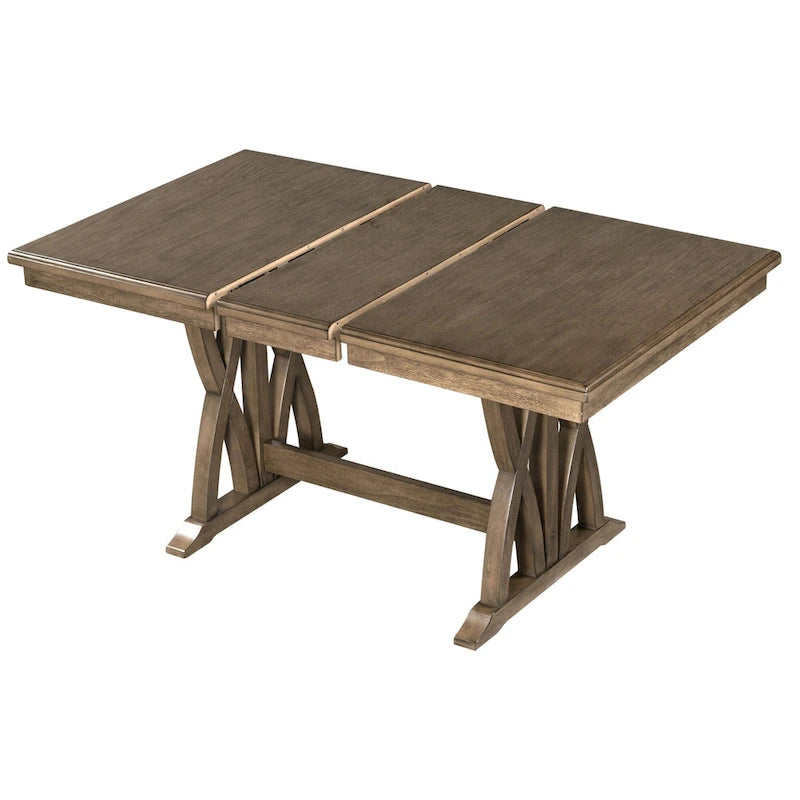 Set da pranzo in legno di 7 pezzi con tavolo allungabile e 6 sedie
