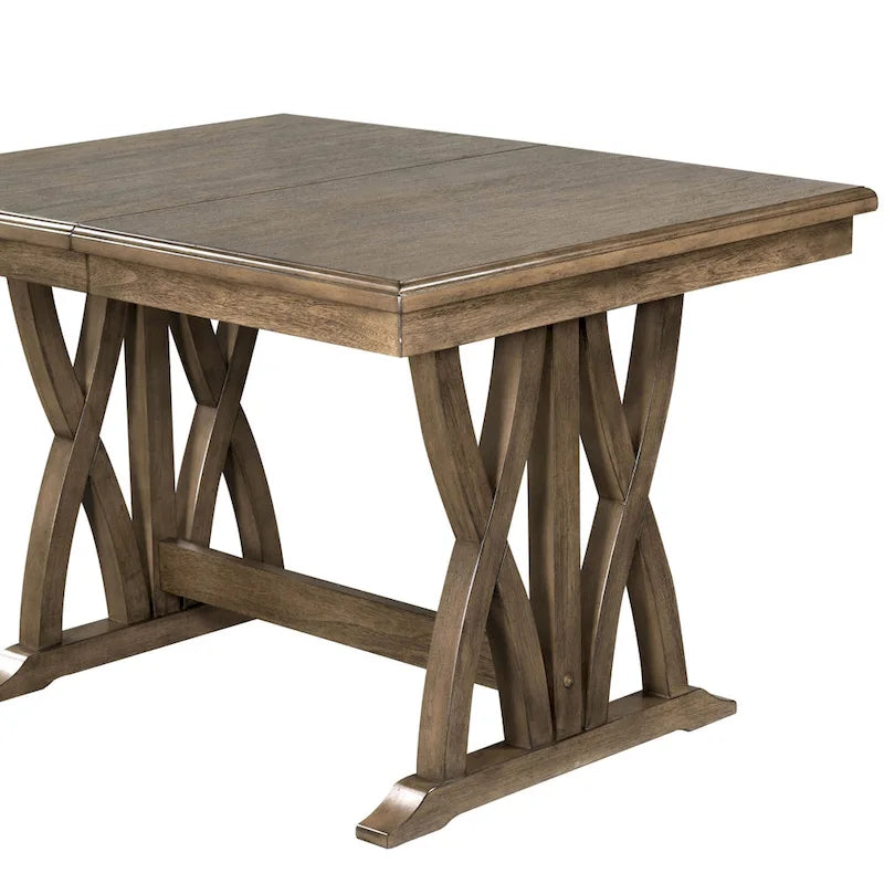 Set da pranzo in legno di 7 pezzi con tavolo allungabile e 6 sedie