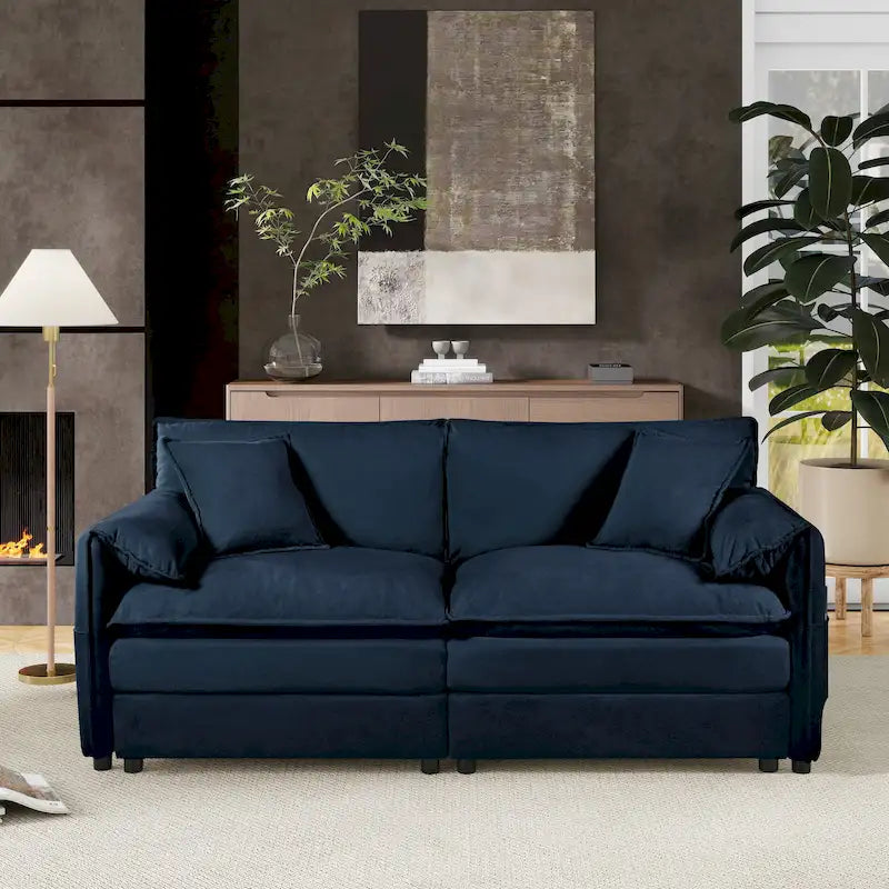 64 Divano a 2 posti in ciniglia oversize con combinazione fai da te e tasche portaoggetti