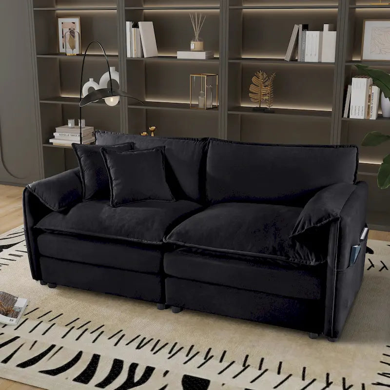 64 Divano a 2 posti in ciniglia oversize con combinazione fai da te e tasche portaoggetti