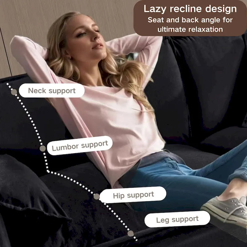 64 Divano a 2 posti in ciniglia oversize con combinazione fai da te e tasche portaoggetti