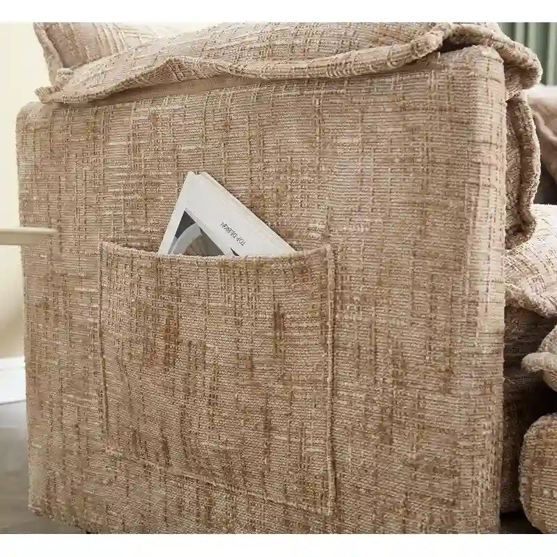 Divano imbottito in ciniglia da 76.77" con 2 pouf
