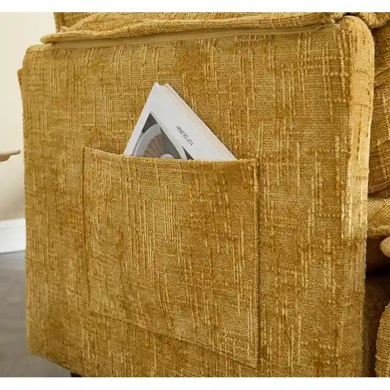 Divano imbottito in ciniglia da 76.77" con 2 pouf
