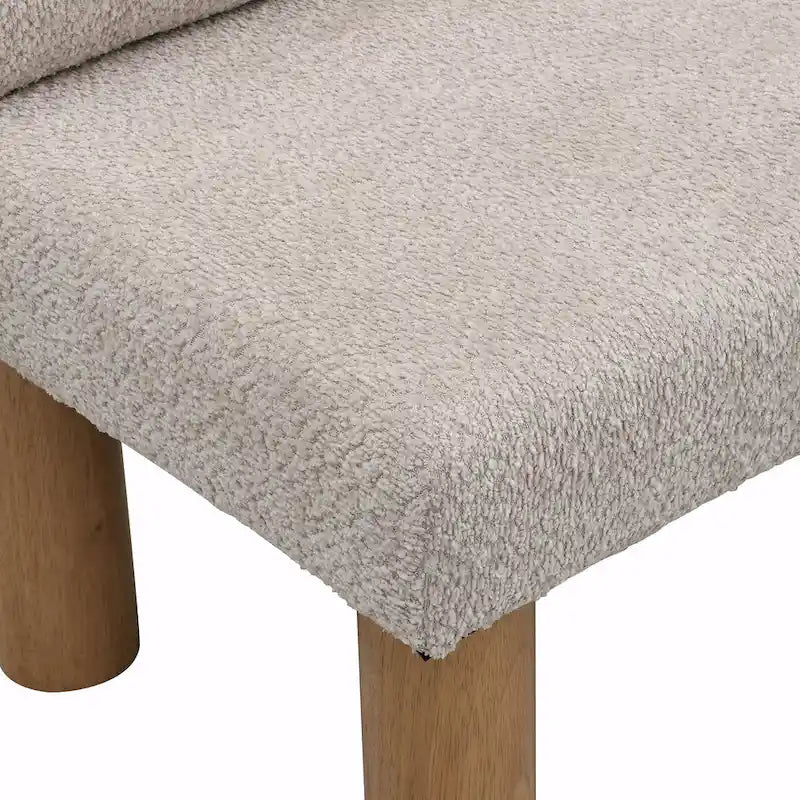 Grey Boucle Fabric Dining Bench with Backrest