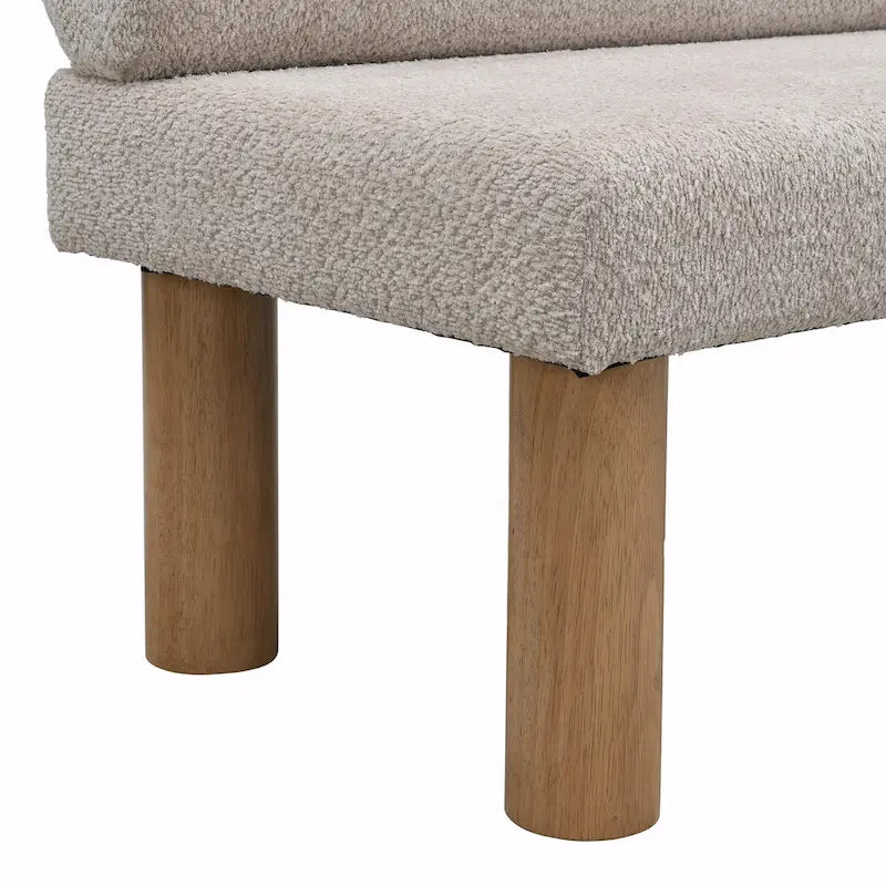 Grey Boucle Fabric Dining Bench with Backrest