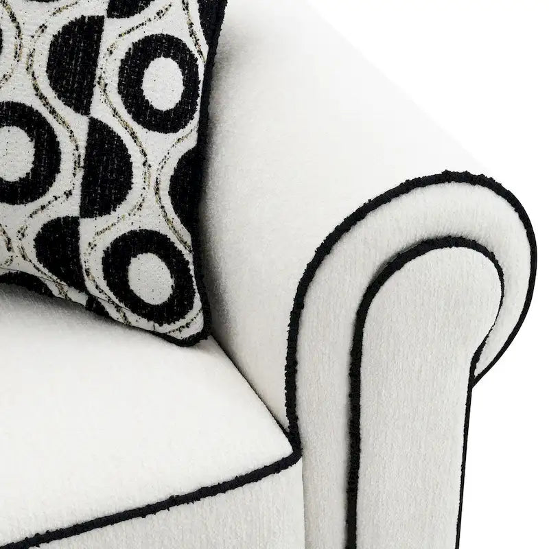 Divanetto Anastasia in ciniglia bianca moderna di Furniture of America con cuscini decorativi