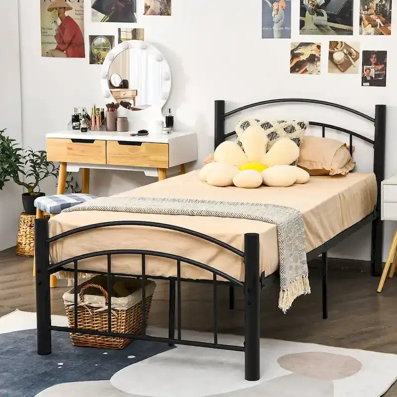 Costway Letto in Metallo Twin/Full/Queen con Piattaforma per Materasso