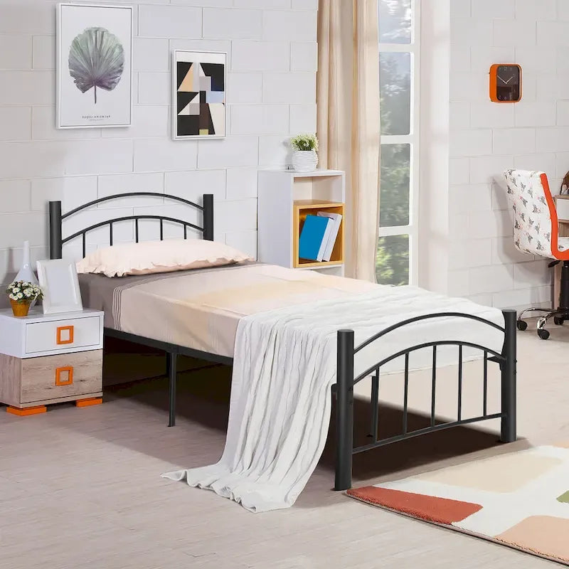Costway Letto in Metallo Twin/Full/Queen con Piattaforma per Materasso