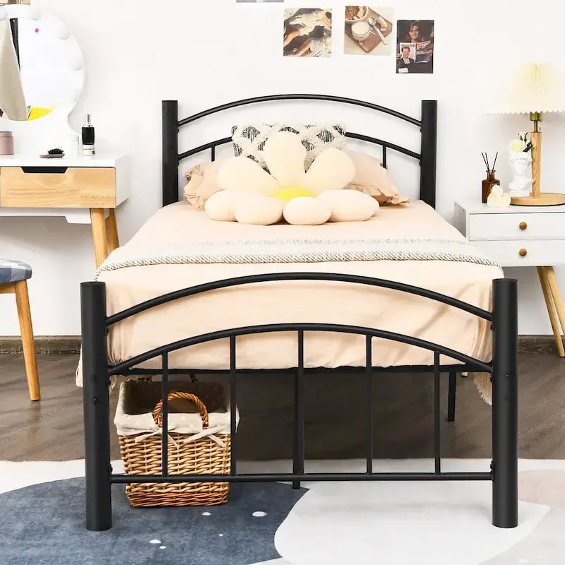 Costway Letto in Metallo Twin/Full/Queen con Piattaforma per Materasso