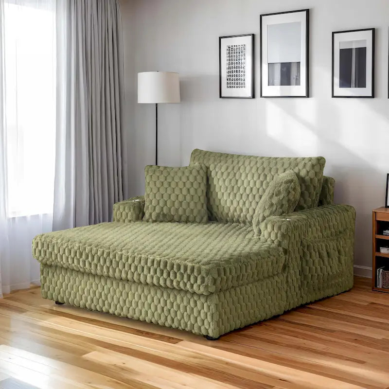 Chaise longue a 2 braccioli di grandi dimensioni con portabicchieri