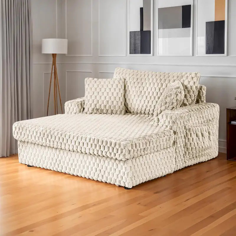 Chaise longue a 2 braccioli di grandi dimensioni con portabicchieri