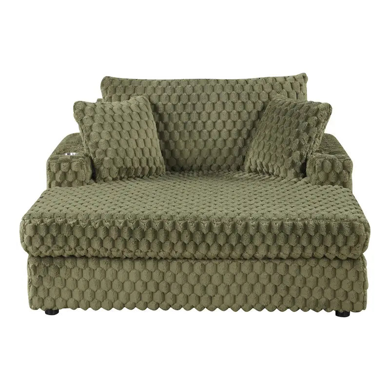 Chaise longue a 2 braccioli di grandi dimensioni con portabicchieri