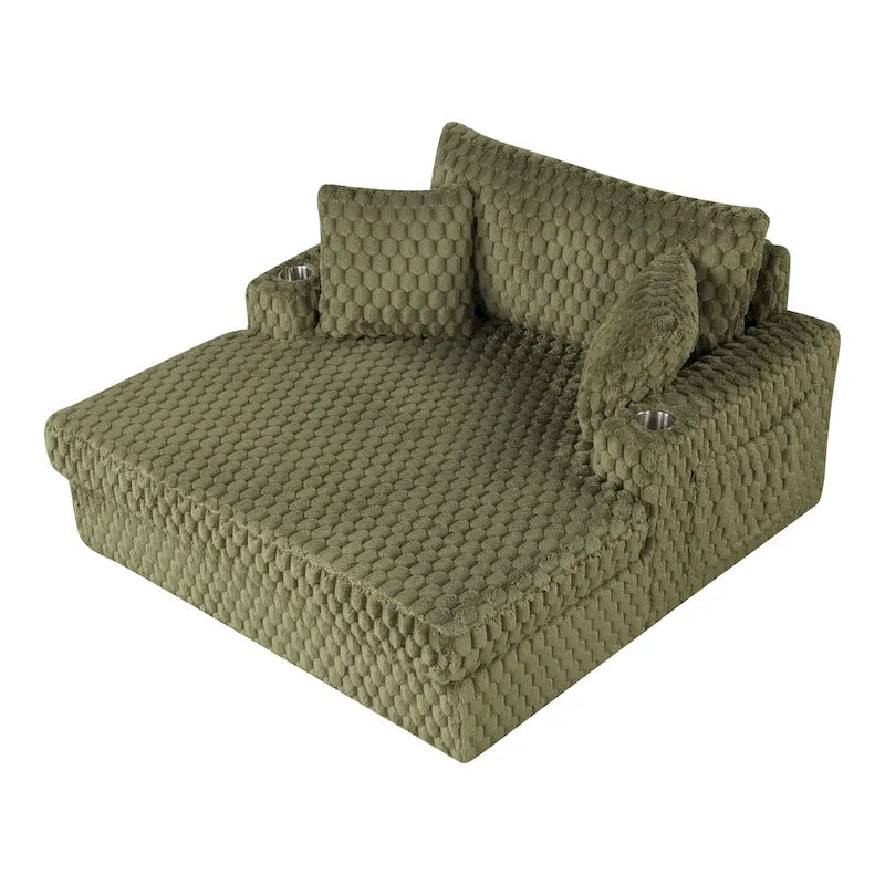 Chaise longue a 2 braccioli di grandi dimensioni con portabicchieri