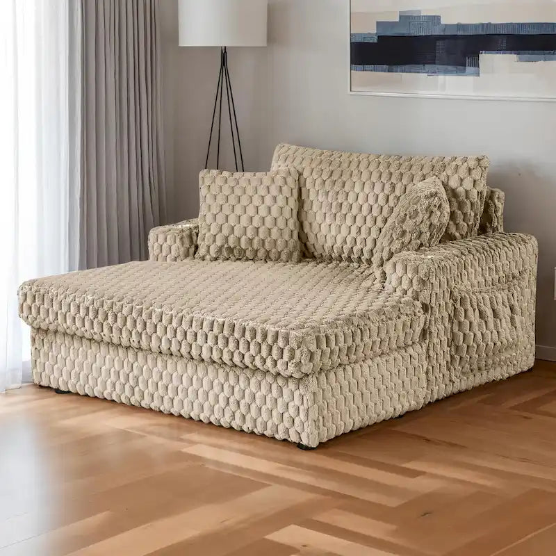 Chaise longue a 2 braccioli di grandi dimensioni con portabicchieri