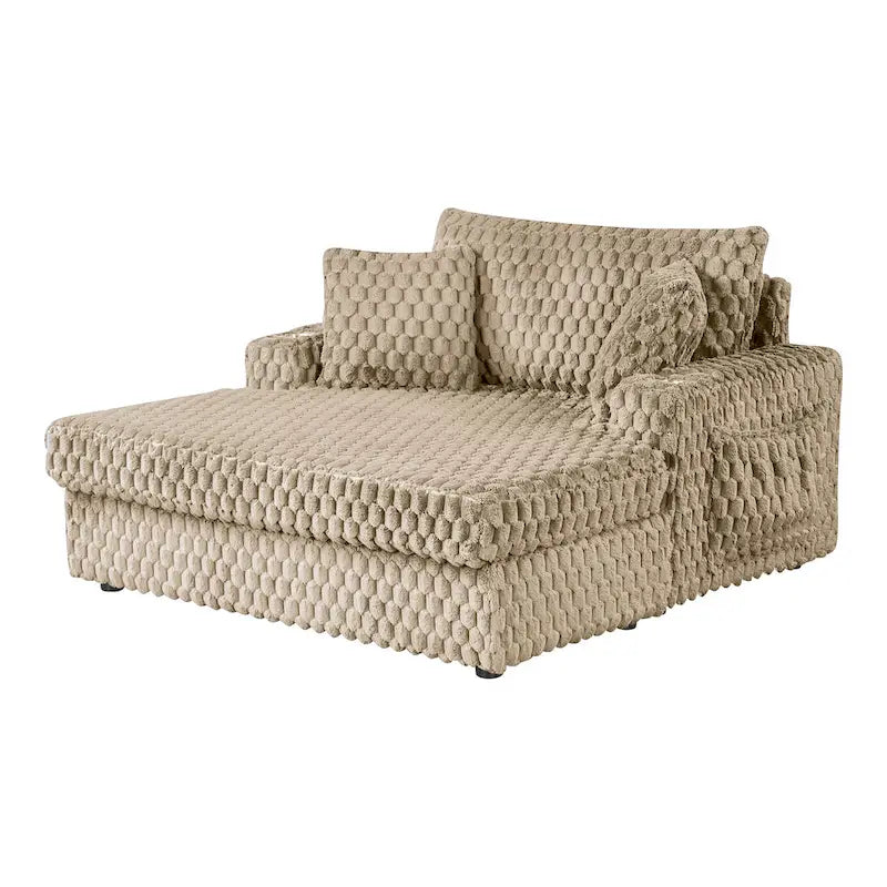 Chaise longue a 2 braccioli di grandi dimensioni con portabicchieri