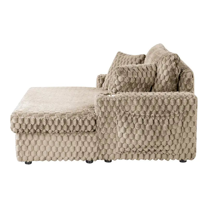 Chaise longue a 2 braccioli di grandi dimensioni con portabicchieri