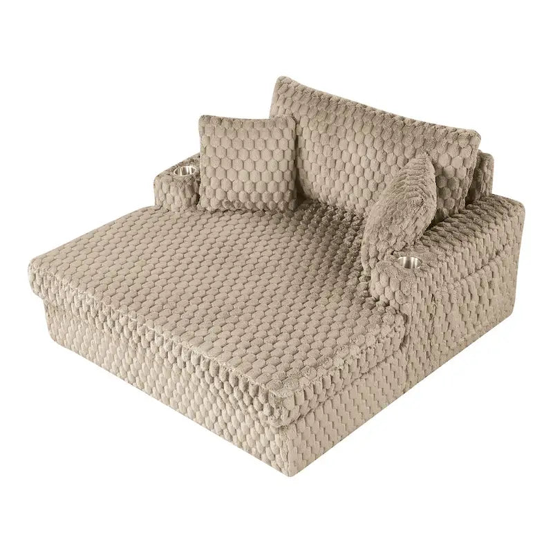 Chaise longue a 2 braccioli di grandi dimensioni con portabicchieri
