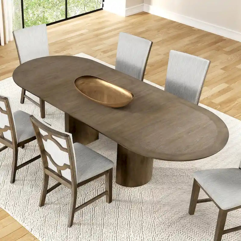 Tavolo da pranzo allungabile in legno rovere moderno stile rustico Furniture of America Lenn da 102 pollici