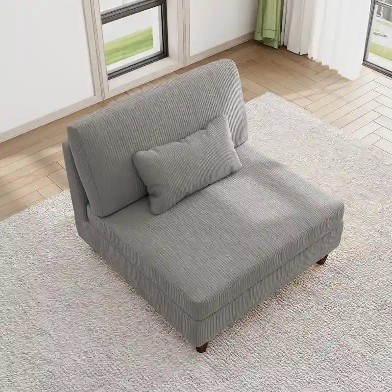 Modular Armless Chair with Corduroy Upholstery (Multiple Colors)