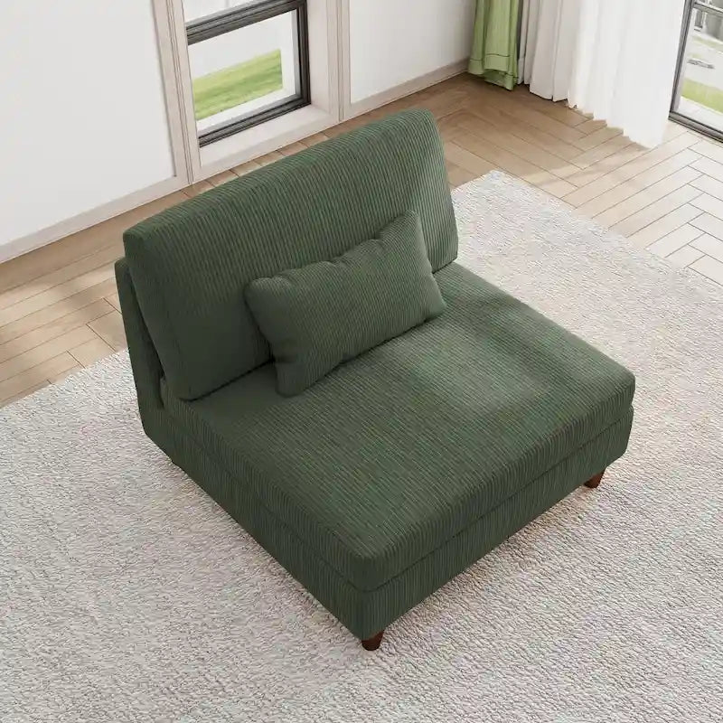 Modular Armless Chair with Corduroy Upholstery (Multiple Colors)
