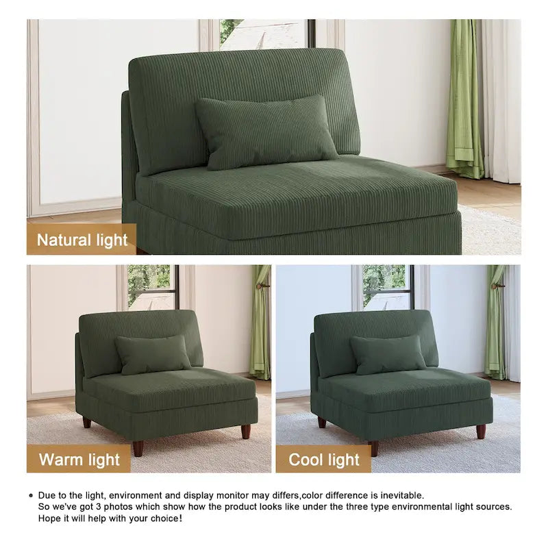 Modular Armless Chair with Corduroy Upholstery (Multiple Colors)