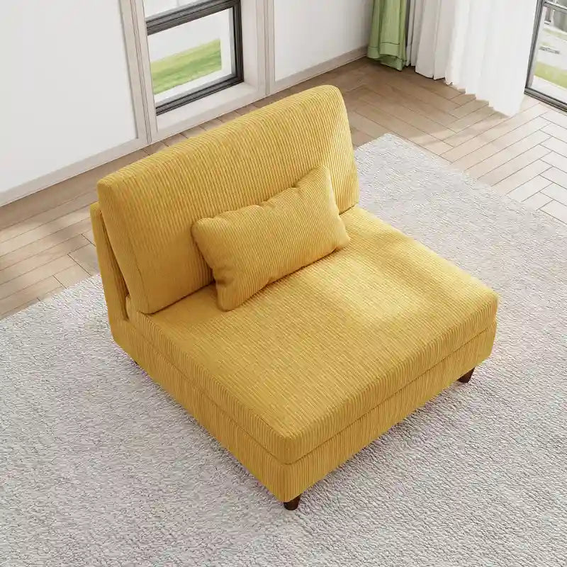 Modular Armless Chair with Corduroy Upholstery (Multiple Colors)