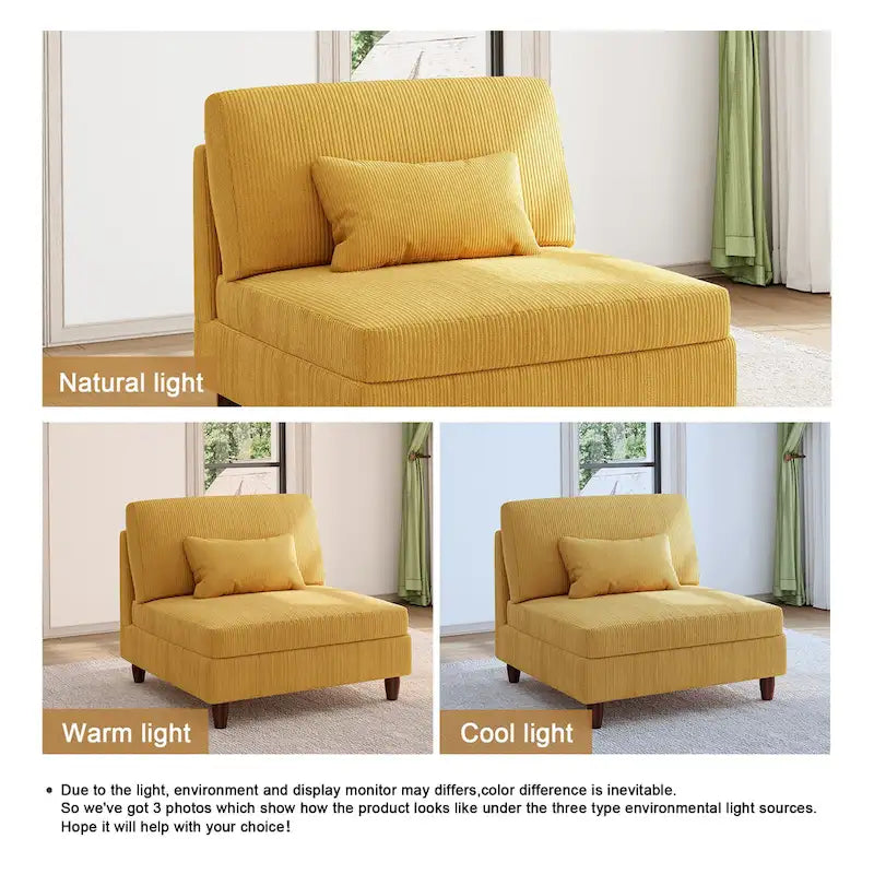 Modular Armless Chair with Corduroy Upholstery (Multiple Colors)