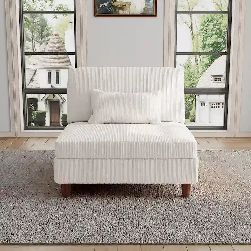 Modular Armless Chair with Corduroy Upholstery (Multiple Colors)