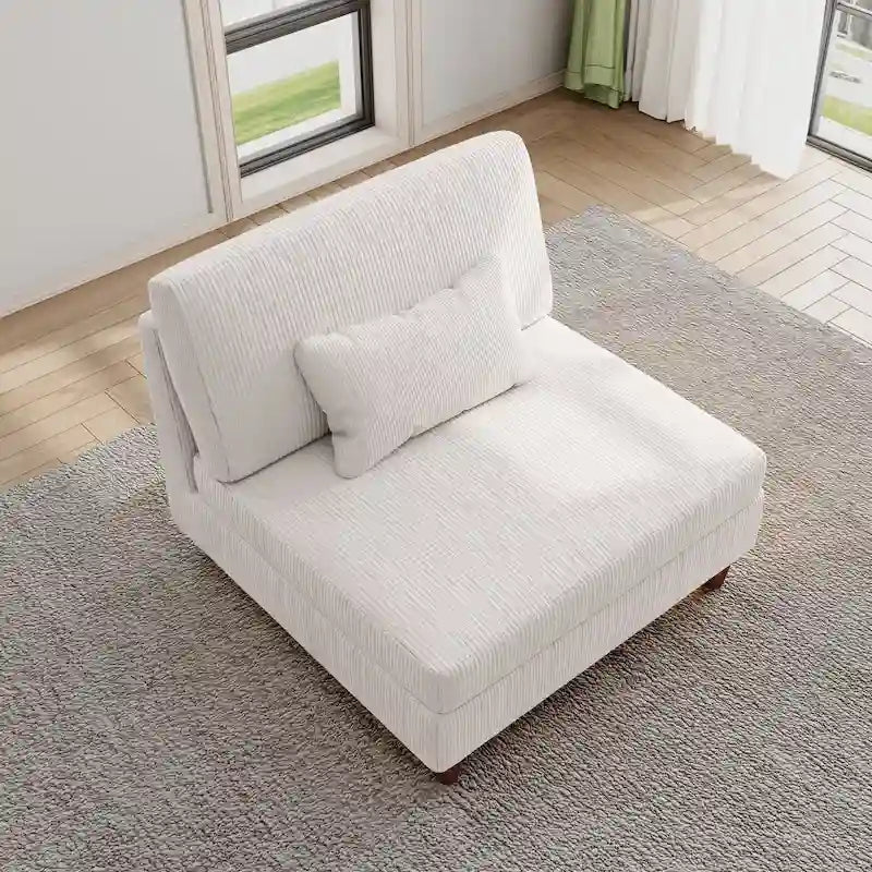 Modular Armless Chair with Corduroy Upholstery (Multiple Colors)