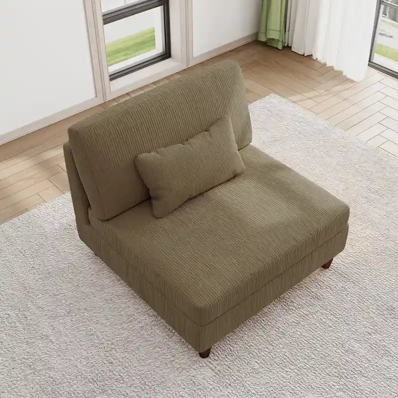 Modular Armless Chair with Corduroy Upholstery (Multiple Colors)
