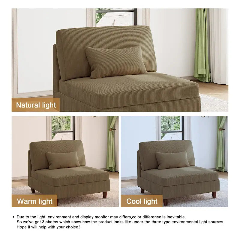Modular Armless Chair with Corduroy Upholstery (Multiple Colors)