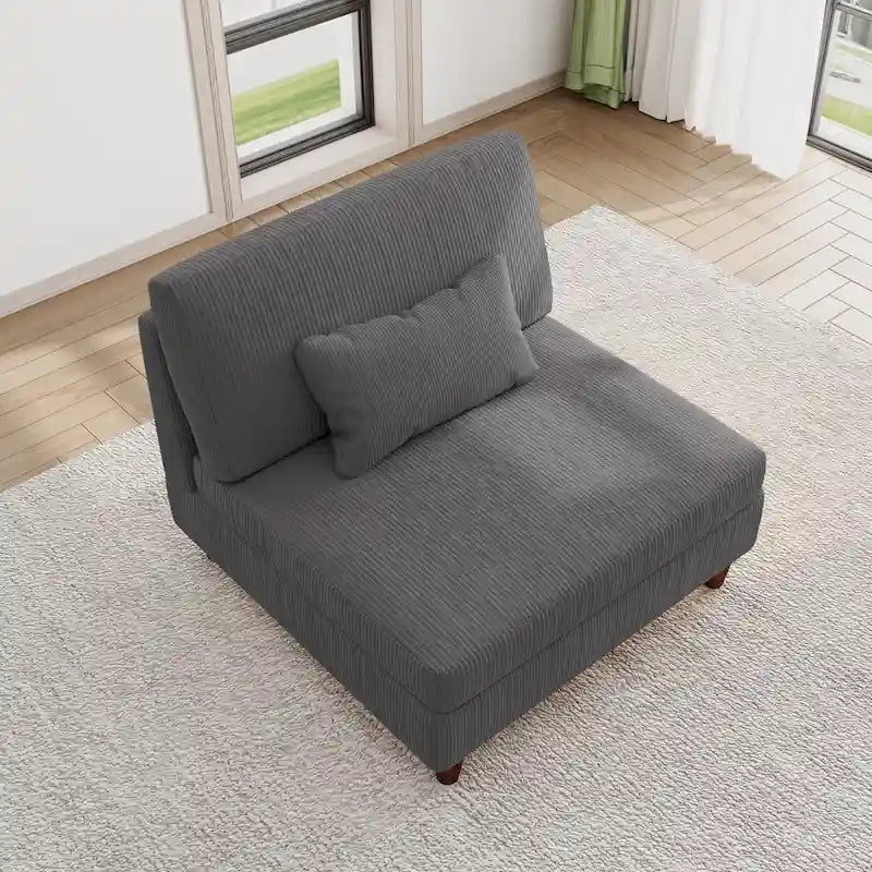 Modular Armless Chair with Corduroy Upholstery (Multiple Colors)