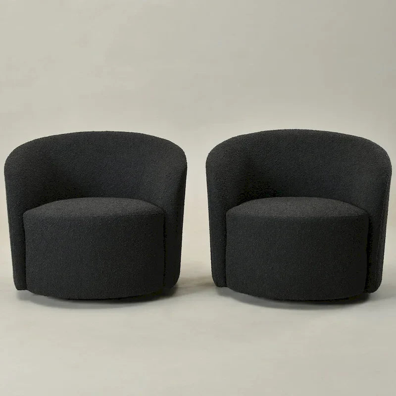 Poltrona girevole a barilotto imbottita KINWELL da 34 pollici (Set di 2)