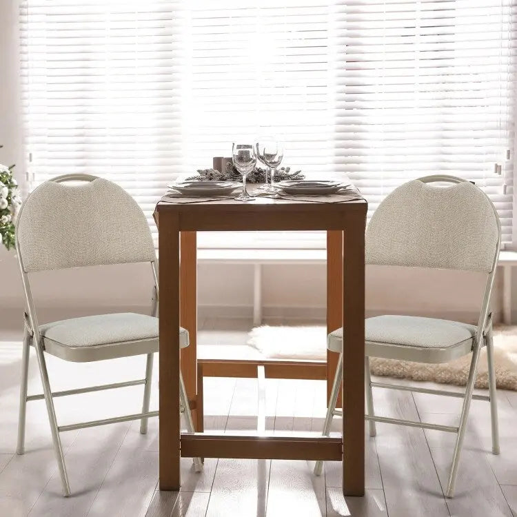 Sedie pieghevoli, confezione da 6, portatili, imbottite per ufficio, cucina, sala da pranzo - Beige - 18,5 x 20 x 35 (L x P x A)