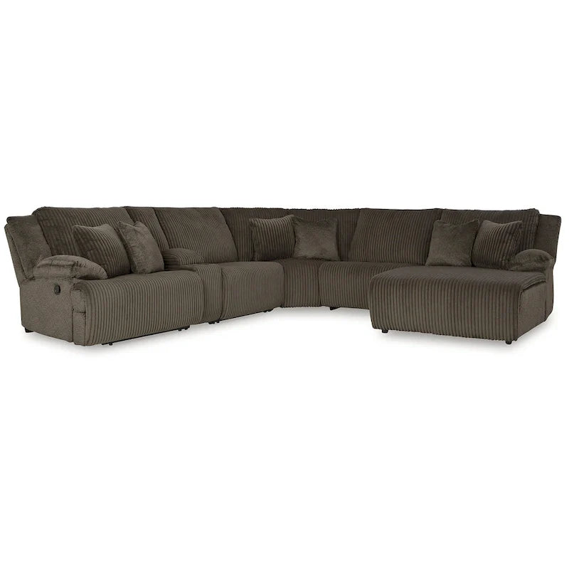 Divano sezionale reclinabile a 6 posti con chaise longue Top Tier marrone di Signature Design by Ashley - 147 L x 134 P x 41 A