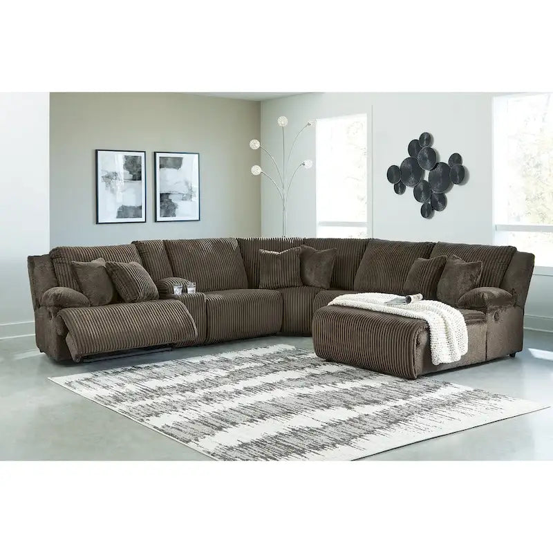 Divano sezionale reclinabile a 6 posti con chaise longue Top Tier marrone di Signature Design by Ashley - 147 L x 134 P x 41 A