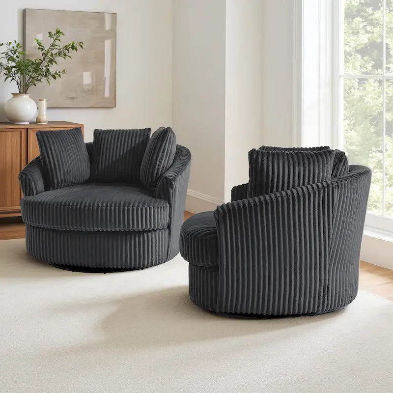 DREAMSIDEA Set di 2 poltrone a botte girevoli con braccioli incassati e rivestimento sfoderabile
