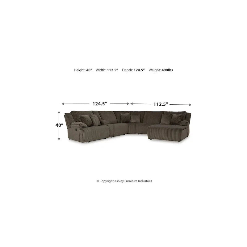 Divano sezionale reclinabile a 6 posti con chaise longue Top Tier marrone di Signature Design by Ashley - 147 L x 134 P x 41 A