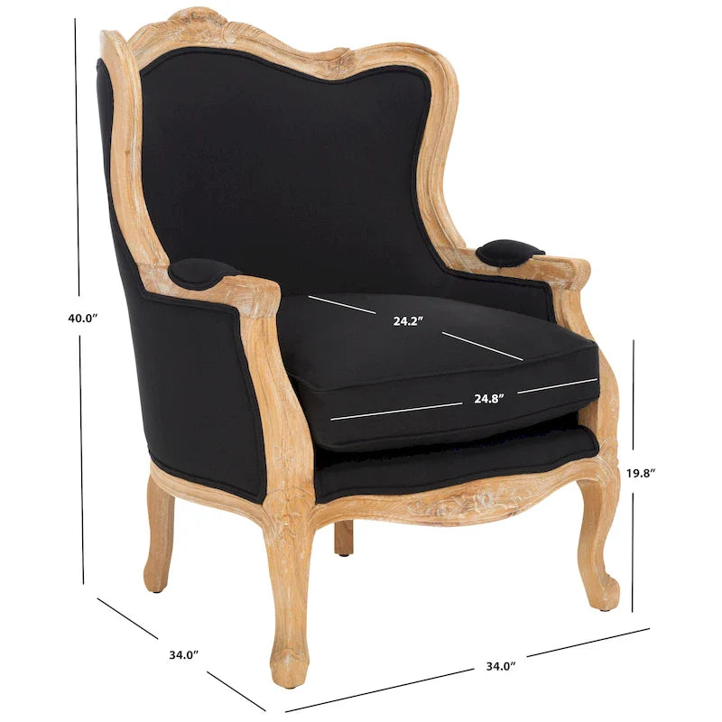 SAFAVIEH Couture Kali Poltrona con orecchioni in lino naturale color rovere - 34Lx34Px40A